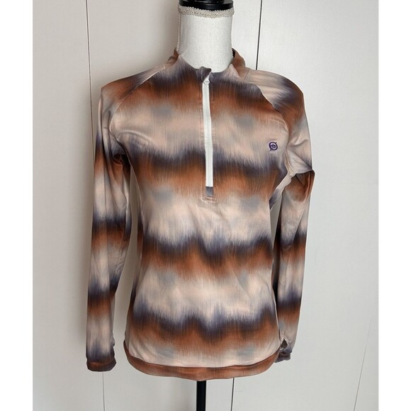 Born Outdoor 1/2 Zip Long Sleeve Stretch Ombré Pattern Thumbholes M Hiking Top - Picture 1 of 8